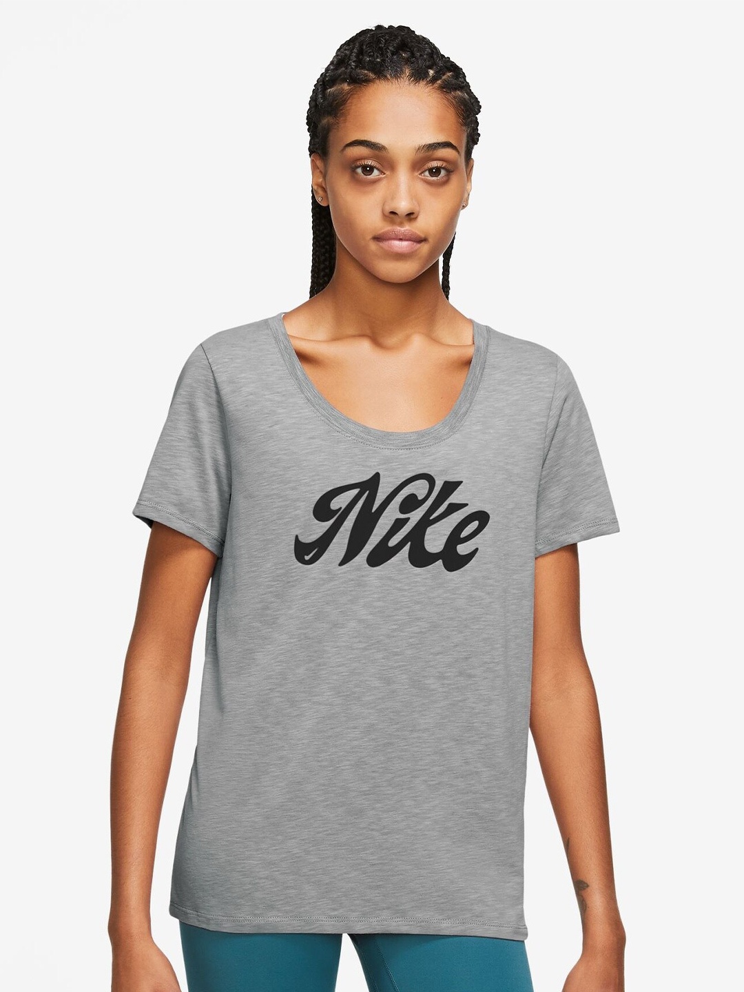 

Nike Dri-Fit Brand Logo Printed Cotton T-shirt, Grey