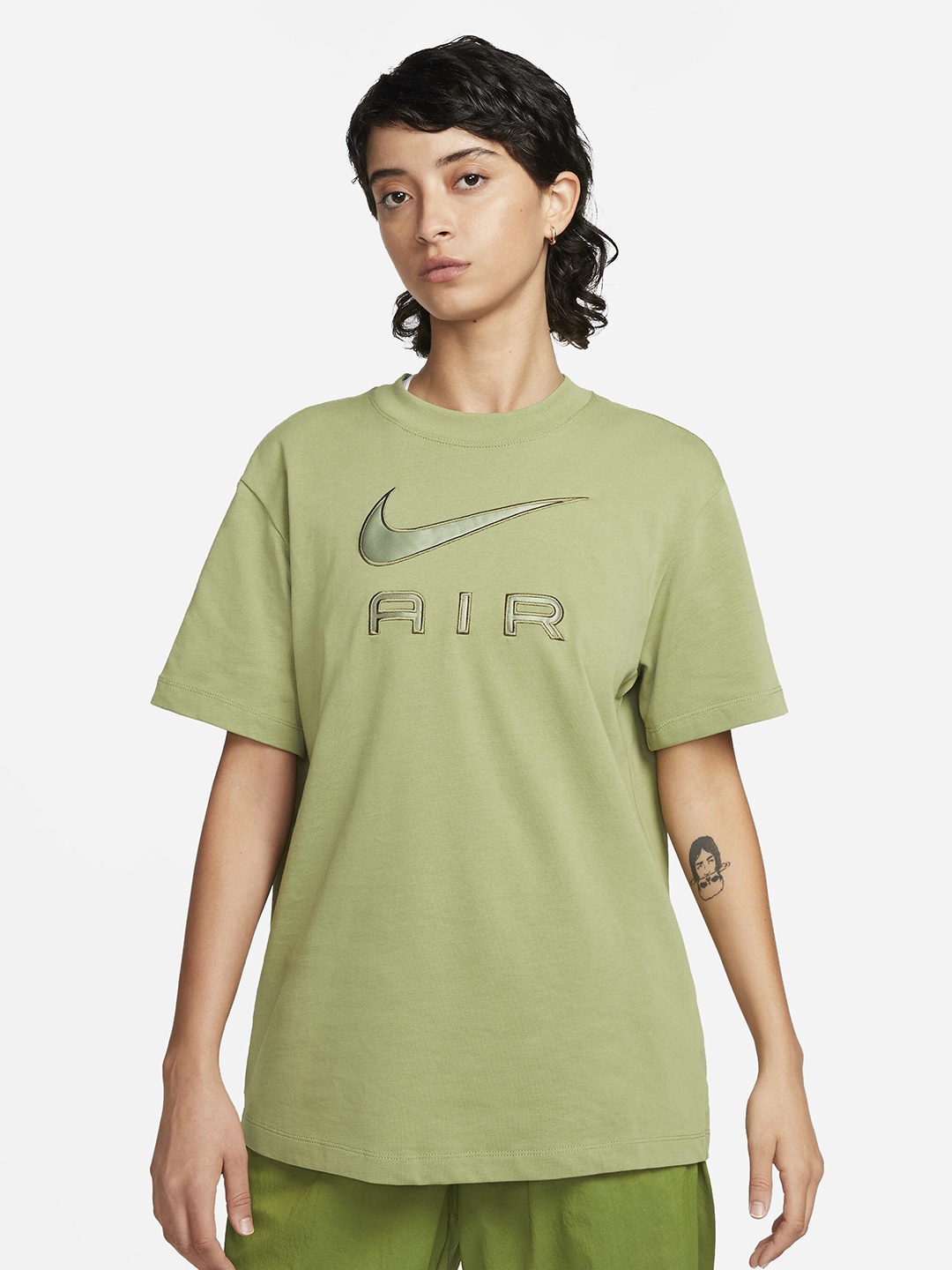 

Nike Air Short Sleeves Brand Logo Printed Round Neck Cotton T-shirt, Green