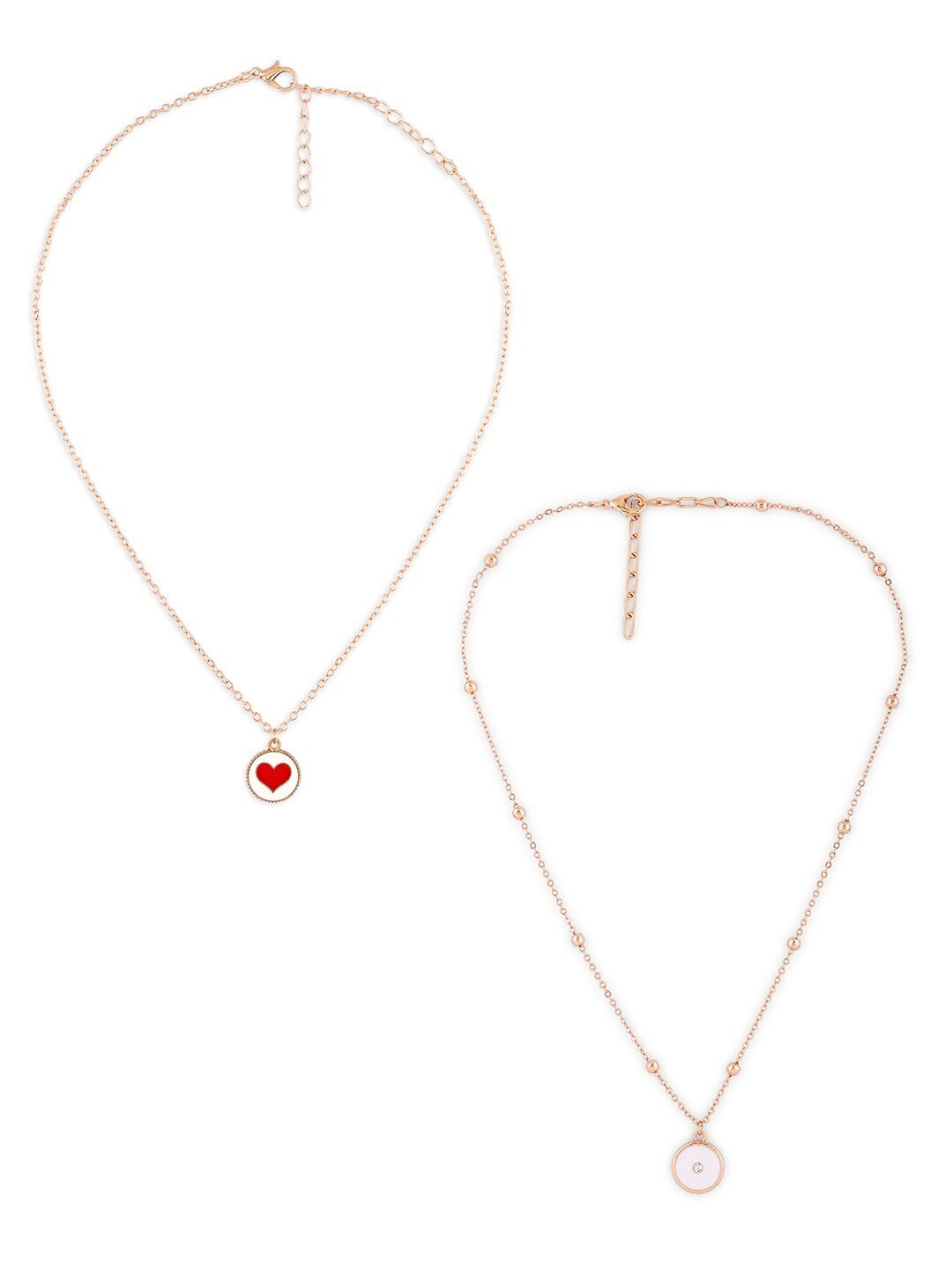 

AMI Set Of 2 Gold-Plated Enamelled Tiny Heart Pendant Minimal Chain