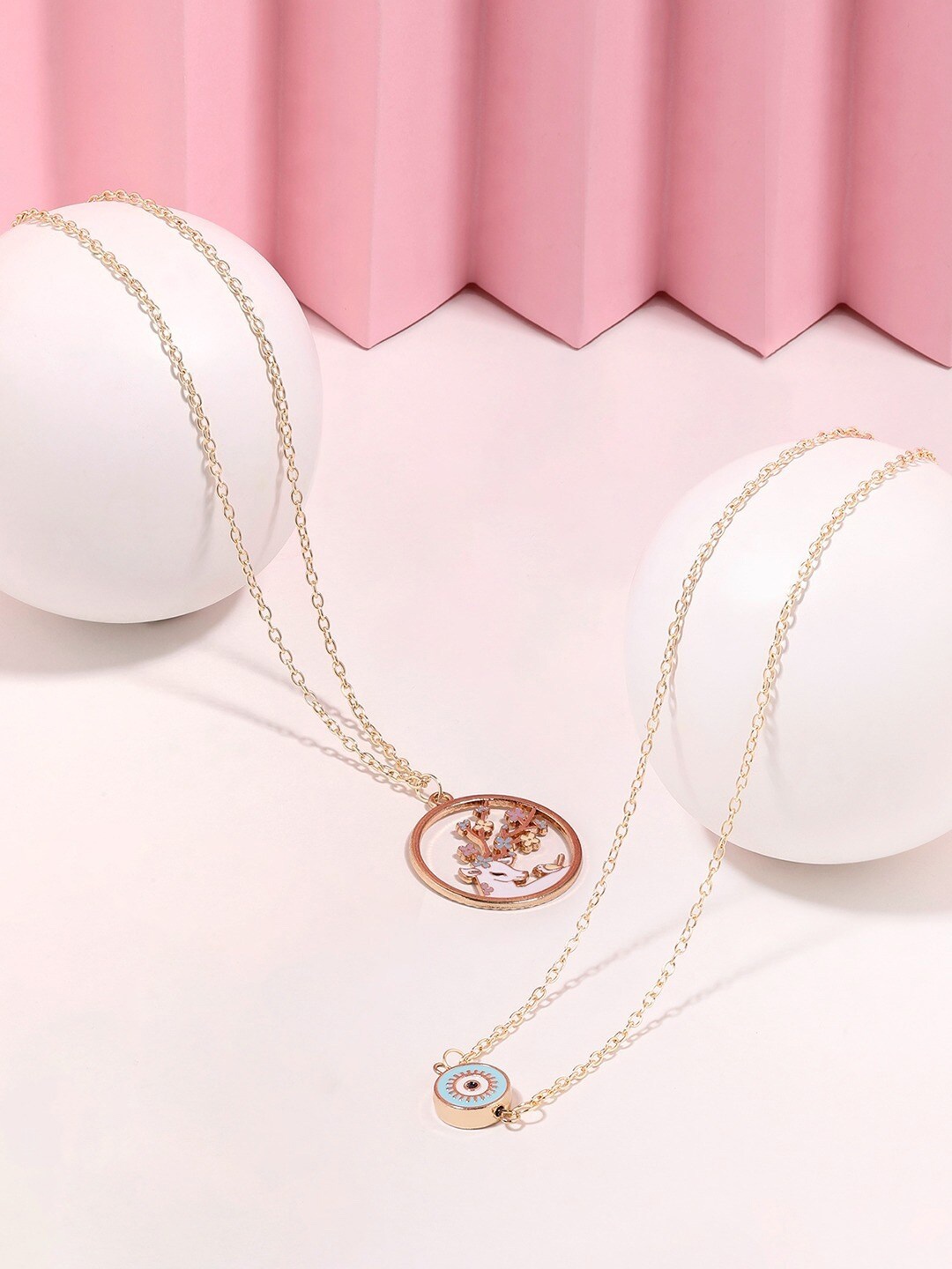 

AMI Set Of 2 Gold-Plated Enamelled Chain
