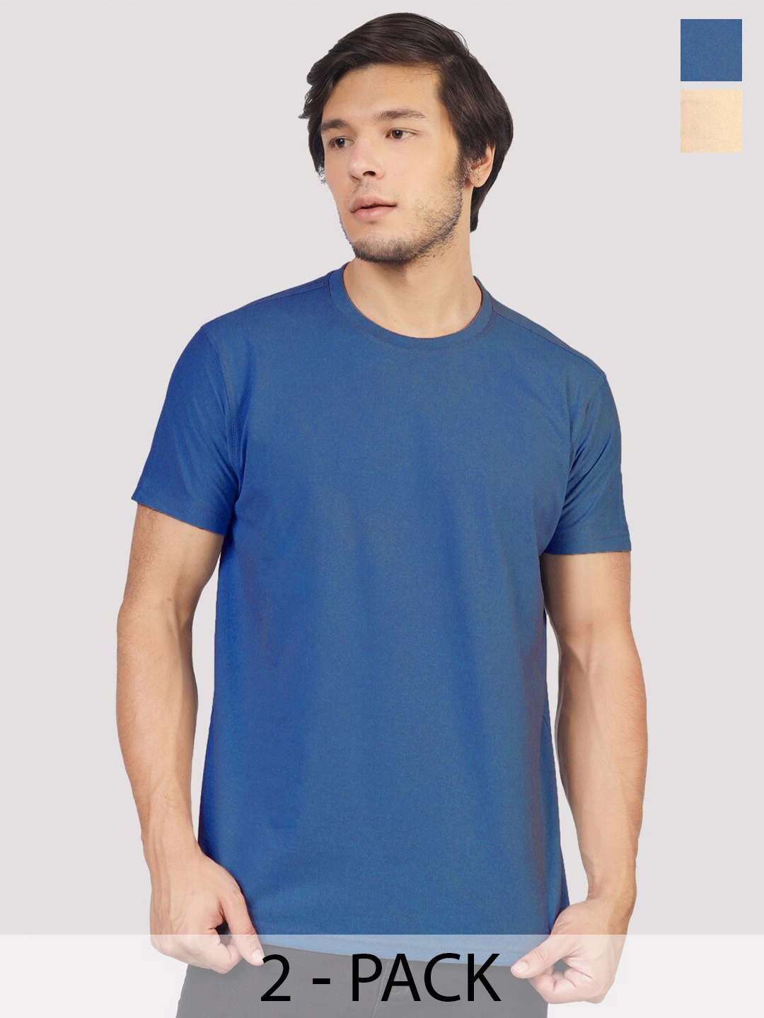 

Greylongg Pack Of 2 Round Neck T-Shirt, Beige