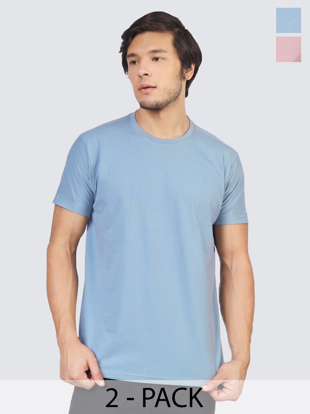 

Greylongg Pack Of 2 Round Neck T-Shirt, Purple