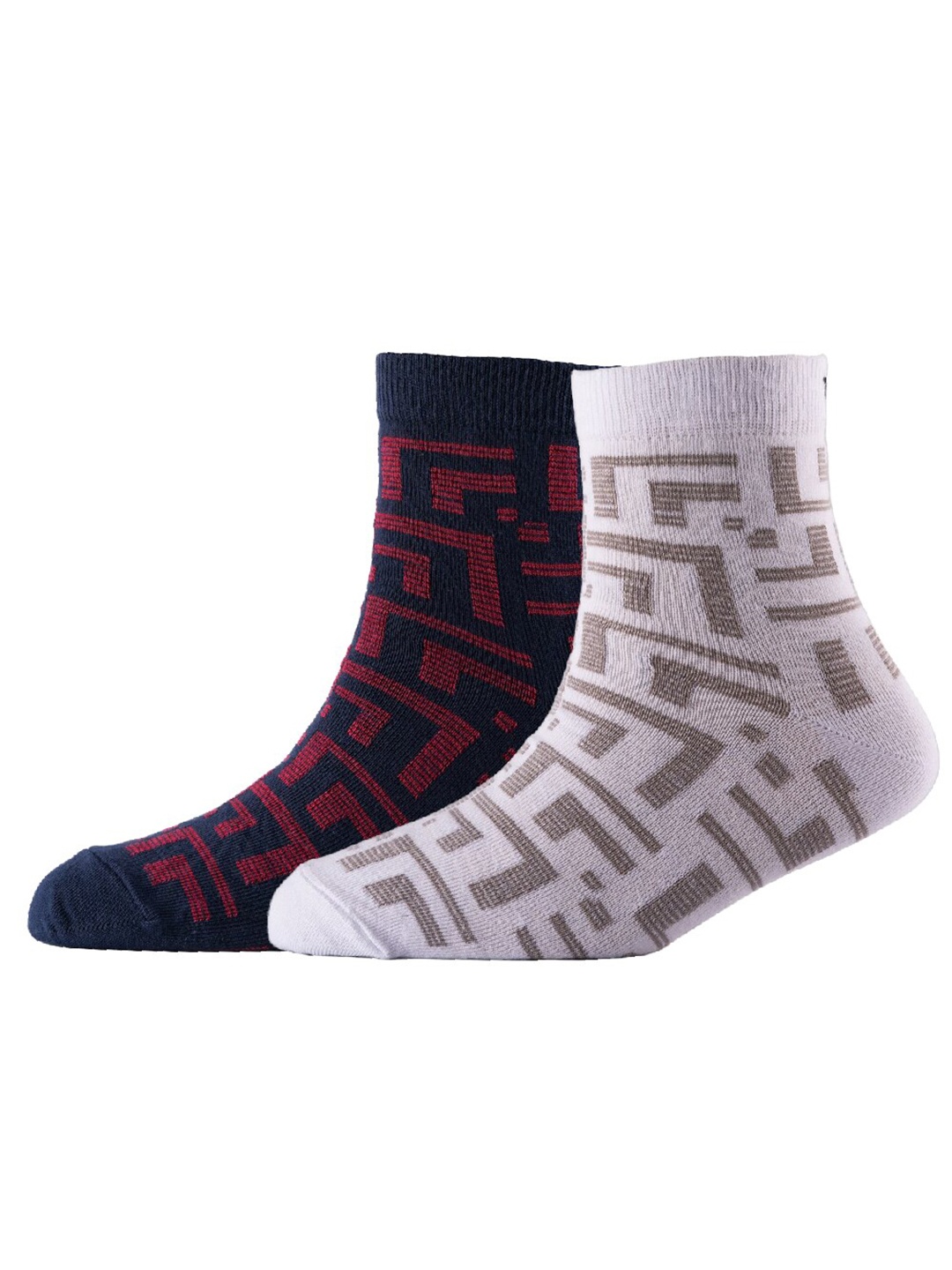 

Cotstyle Men Pack Of 2 Patterned Ankle Length Socks, White