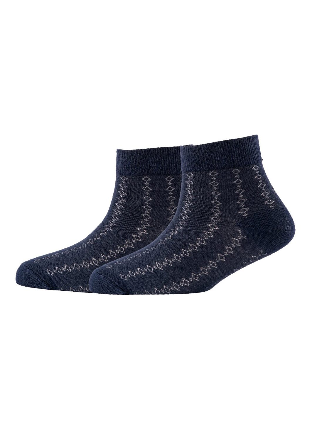 

Cotstyle Men Pack Of 2 Patterned Cotton Ankle Length Socks, Navy blue