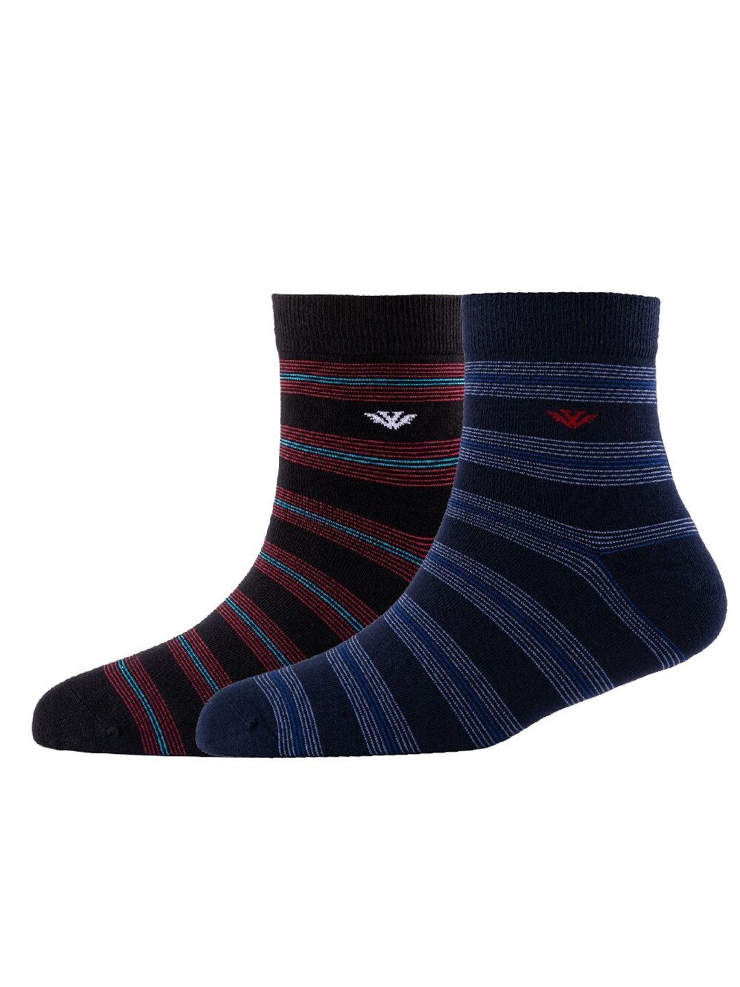 

Cotstyle Men Pack Of 2 Striped Cotton Above Ankle Length Socks, Navy blue