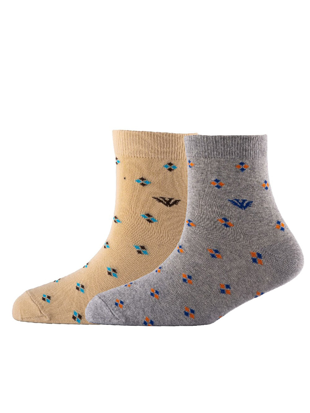 

Cotstyle Men Pack Of 2 Patterned Cotton Ankle Length Socks, Beige