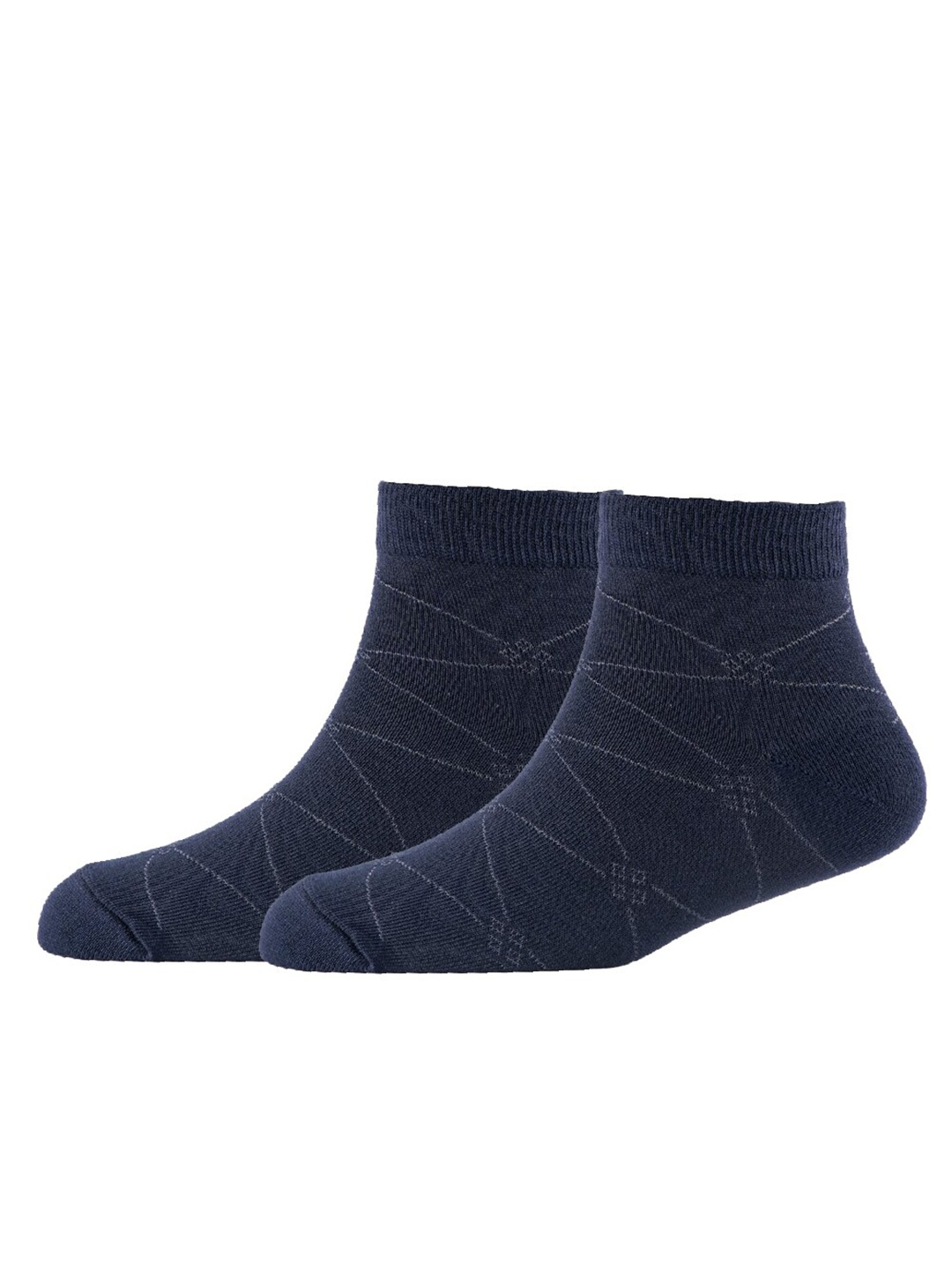 

Cotstyle Men Pack Of 2 Patterned Cotton Ankle Length Socks, Navy blue