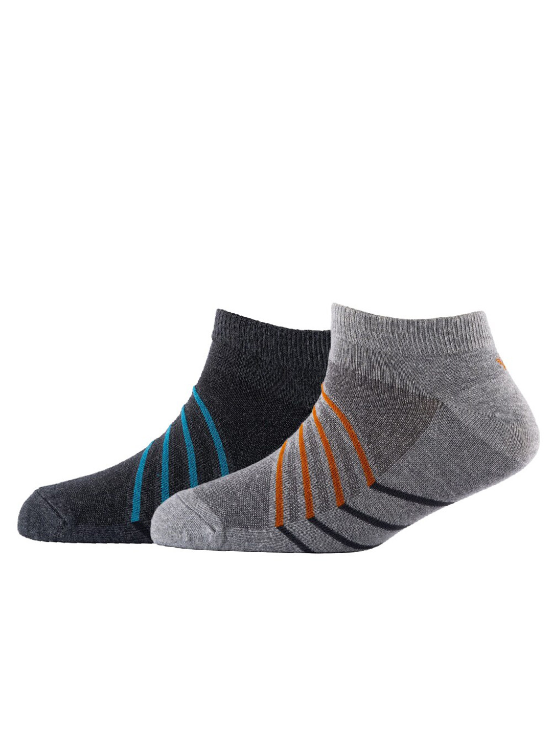

Cotstyle Men Pack Of 2 Patterned Cotton Ankle Length Socks, Grey melange