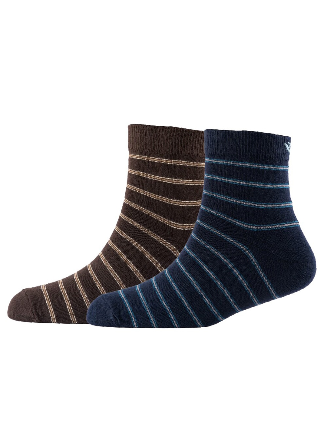 

Cotstyle Men Pack Of 2 Striped Cotton Above Ankle Length Socks, Navy blue