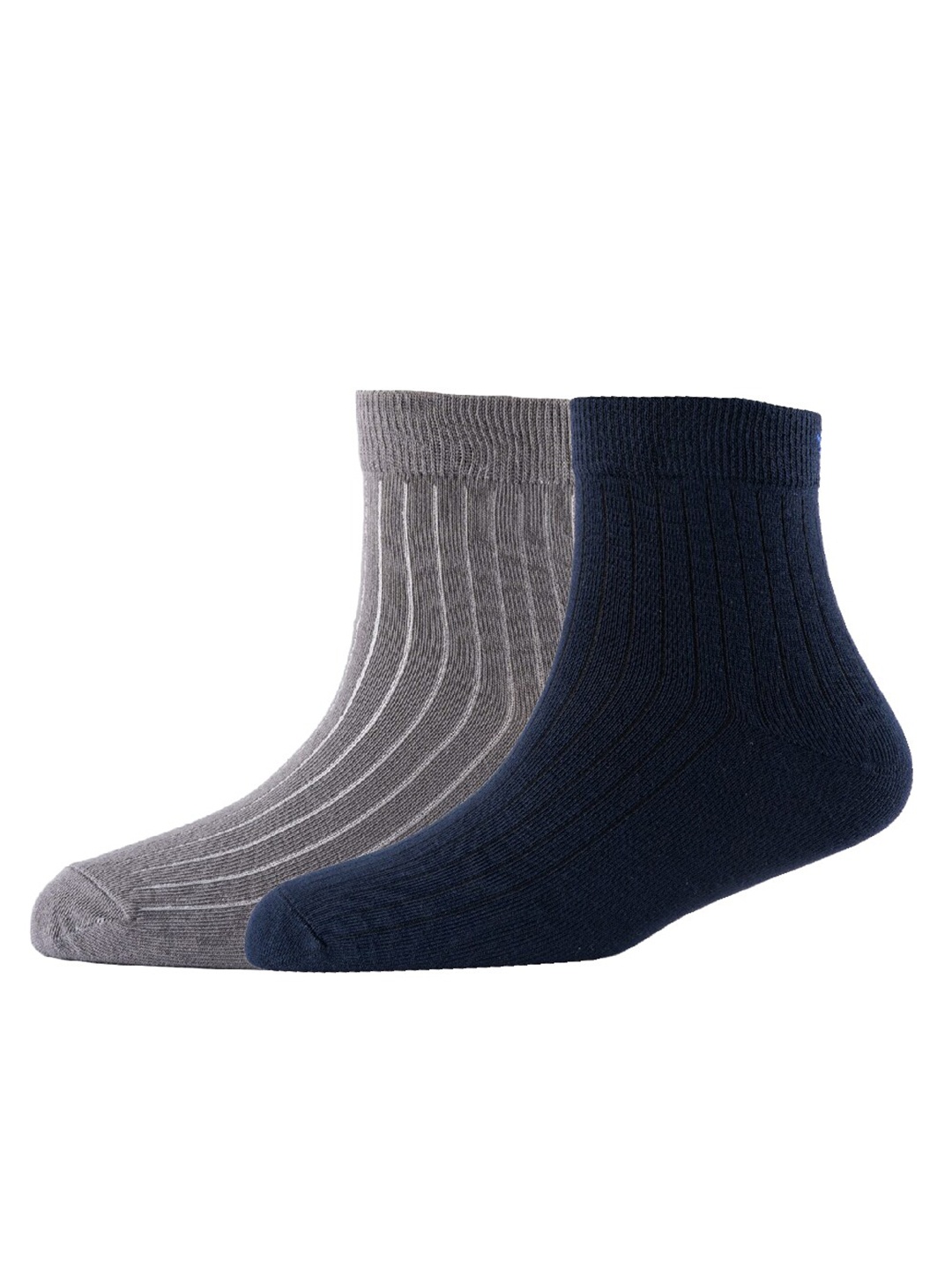 

Cotstyle Men Pack Of 2 Striped Cotton Ankle Length Socks, Grey