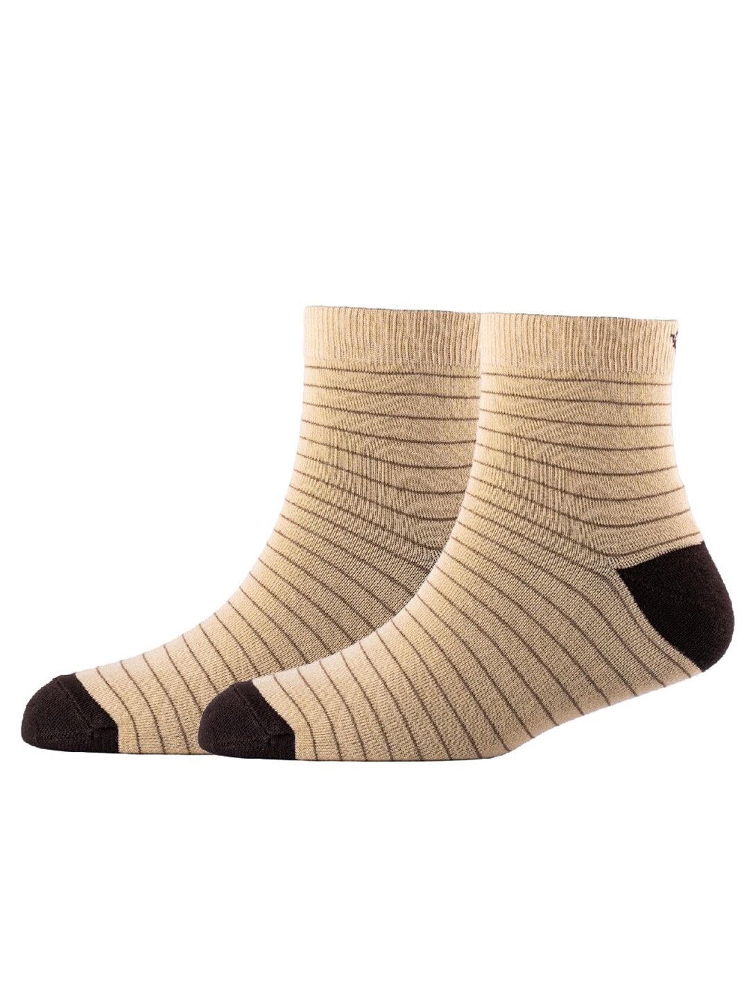 

Cotstyle Men Pack Of 2 Striped Cotton Ankle Length Socks, Beige