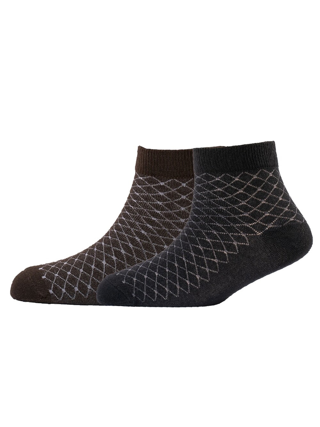

Cotstyle Men Pack Of 2 Patterned Cotton Ankle Length Socks, Brown