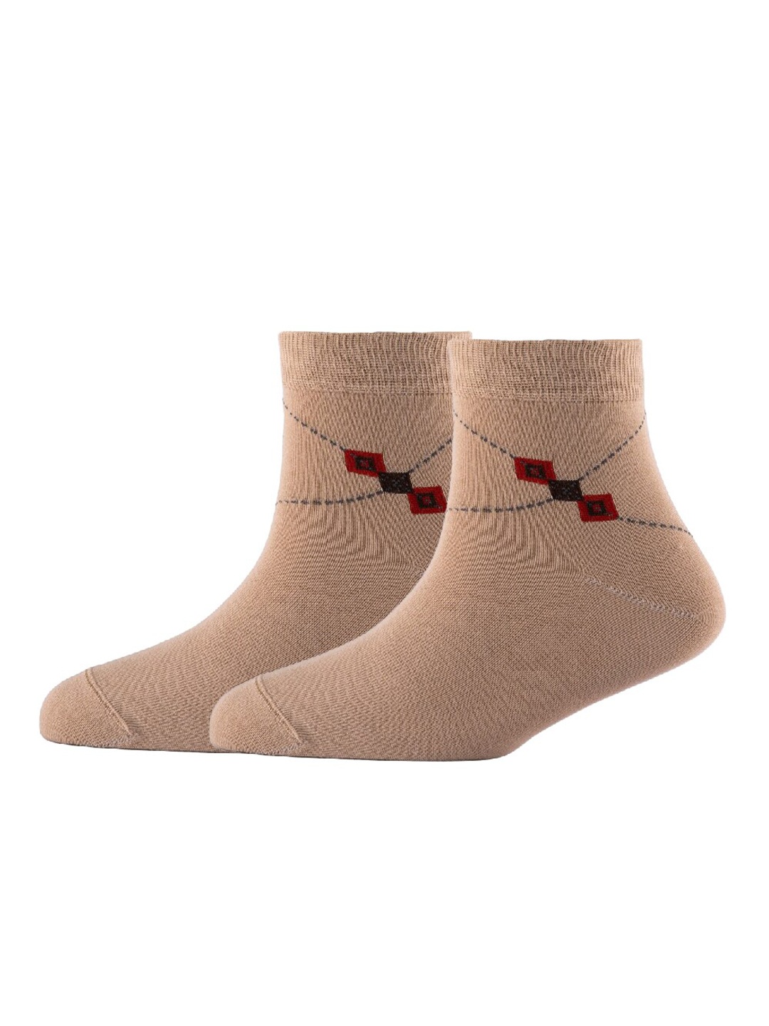 

Cotstyle Men Pack Of 2 Patterned Cotton Ankle Length Socks, Beige