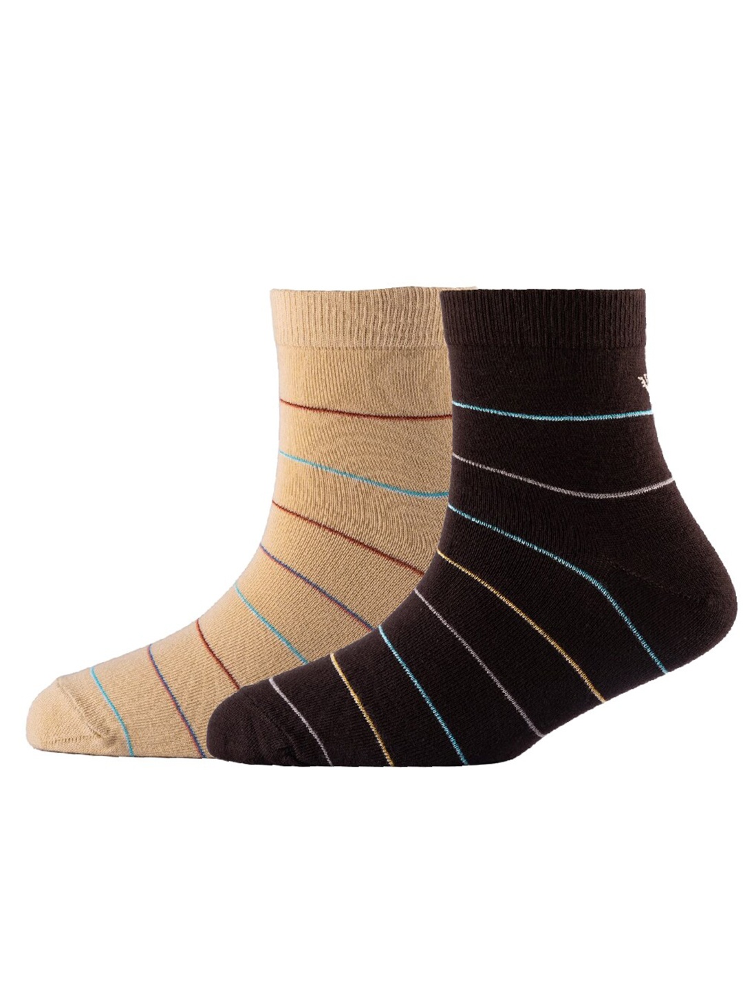 

Cotstyle Men Pack Of 2 Striped Cotton Ankle Length Socks, Brown