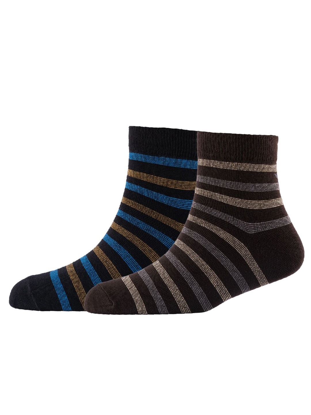 

Cotstyle Men Pack Of 2 Striped Cotton Ankle Length Socks, Black
