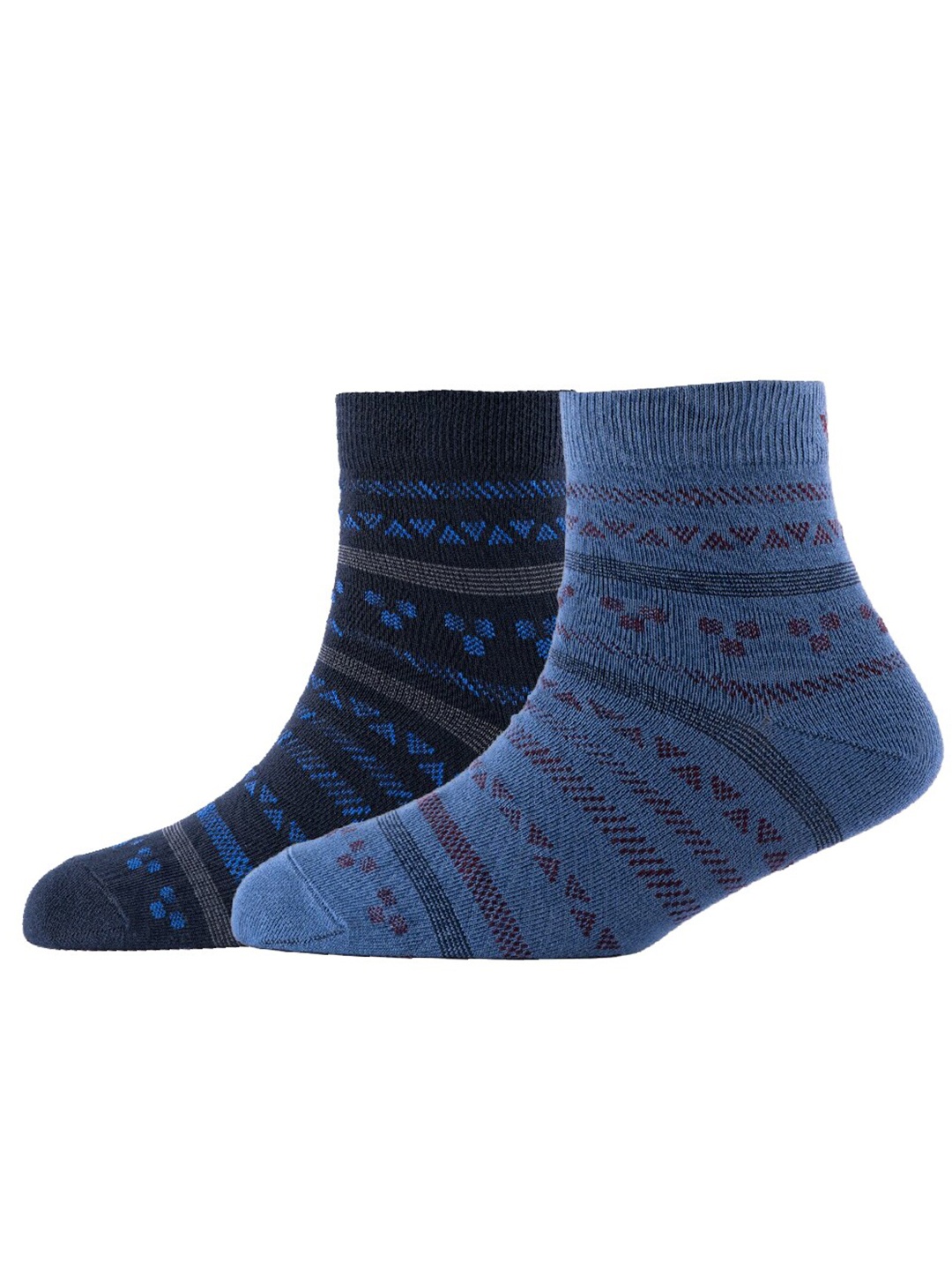 

Cotstyle Men Pack Of 2 Patterned Cotton Ankle Length Socks, Navy blue