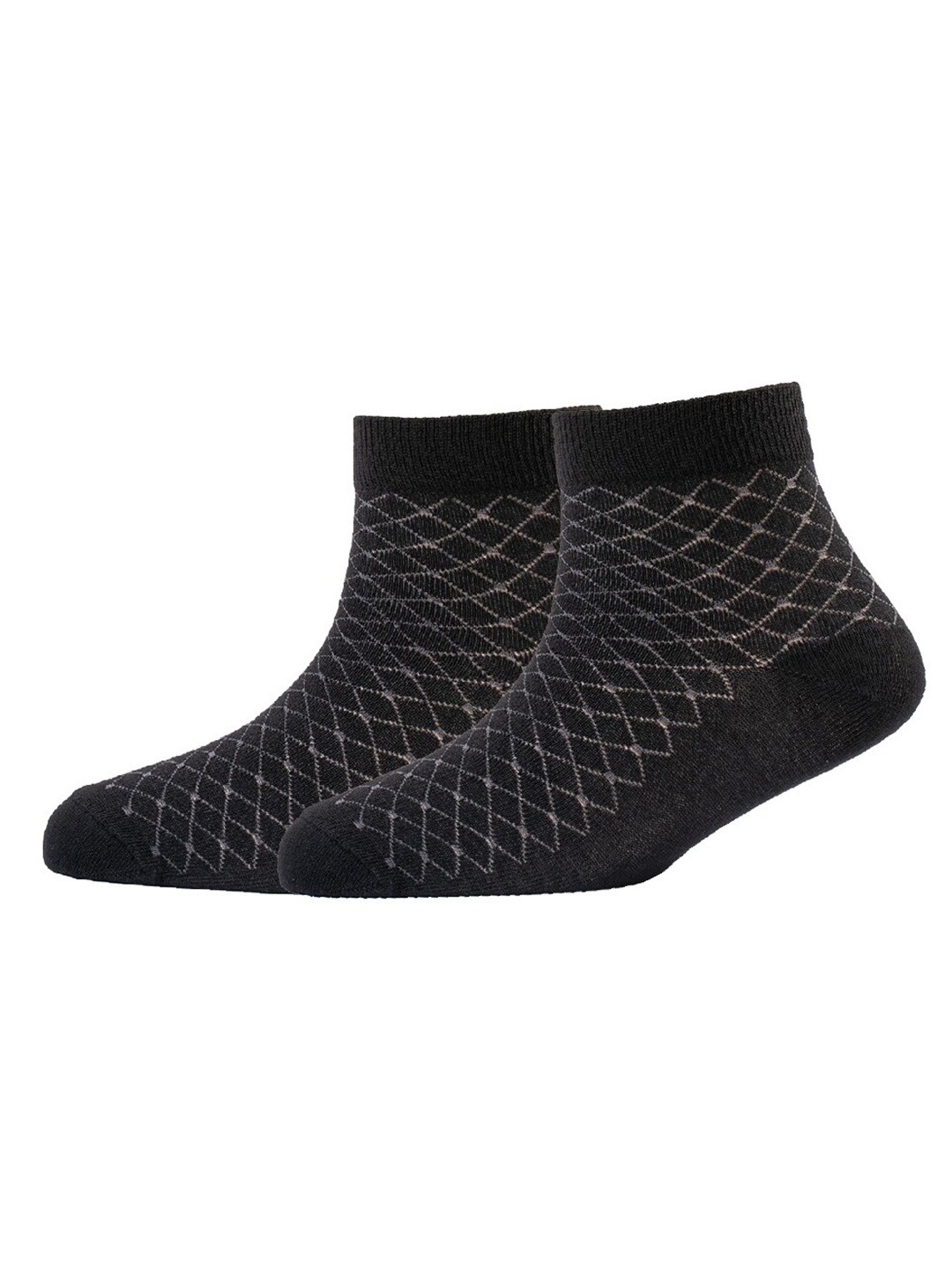 

Cotstyle Men Pack Of 2 Patterned Cotton Ankle Length Socks, Black