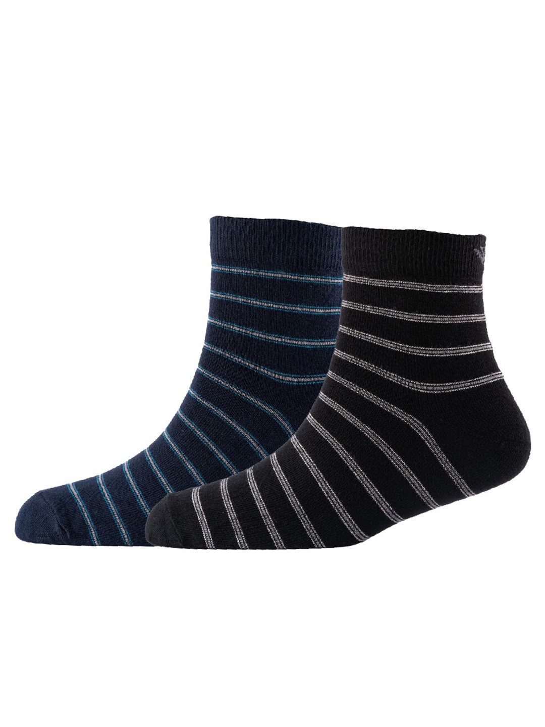 

Cotstyle Men Pack Of 2 Striped Cotton Ankle Length Socks, Black