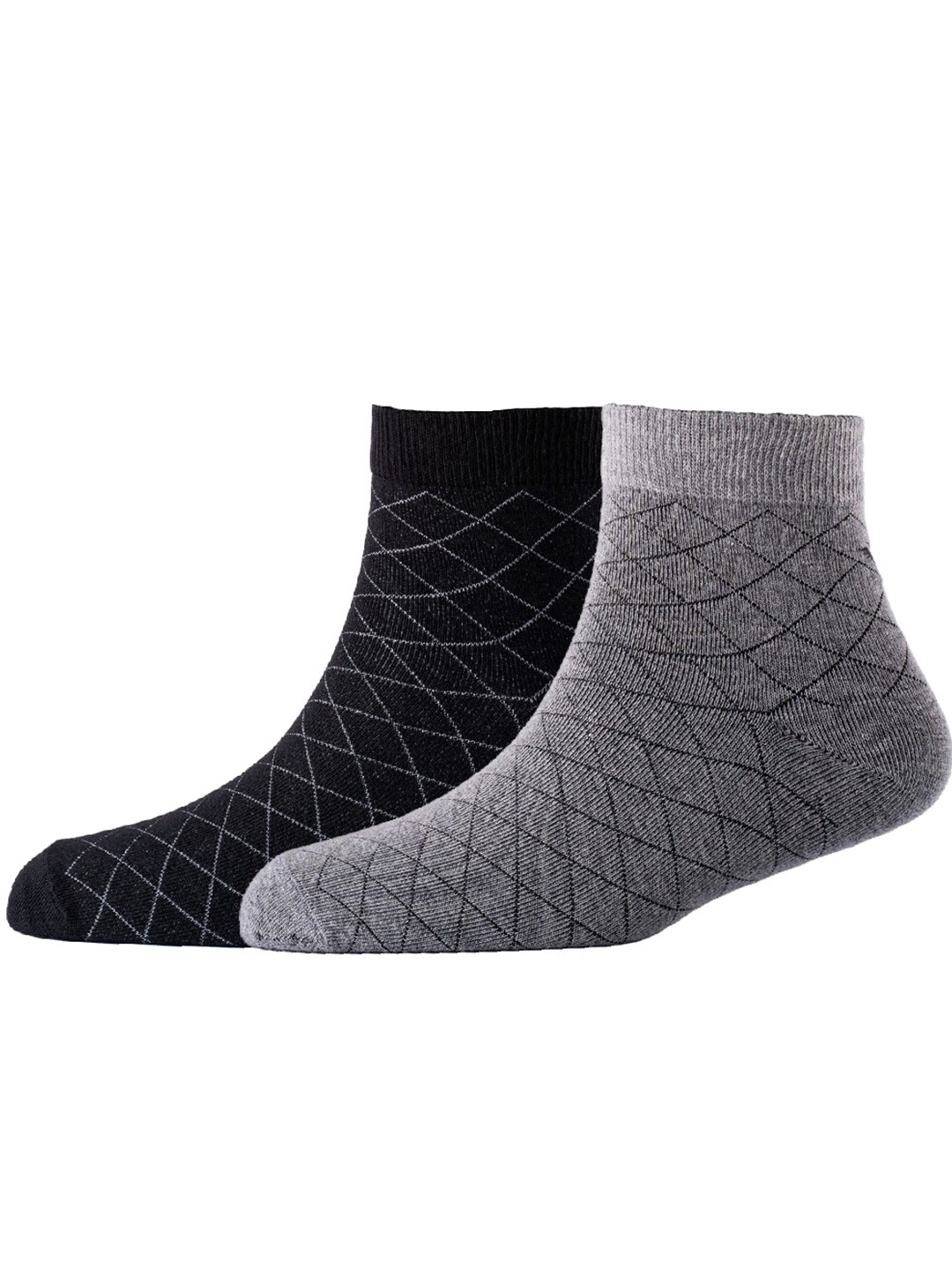 

Cotstyle Men Pack Of 2 Patterned Cotton Ankle Length Socks, Black