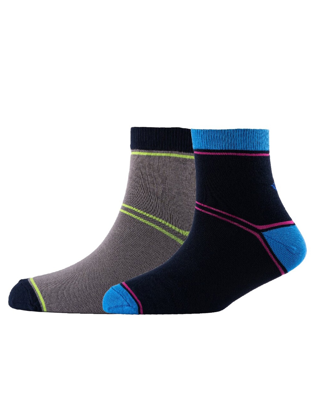 

Cotstyle Men Pack Of 2 Patterned Cotton Ankle Length Socks, Grey