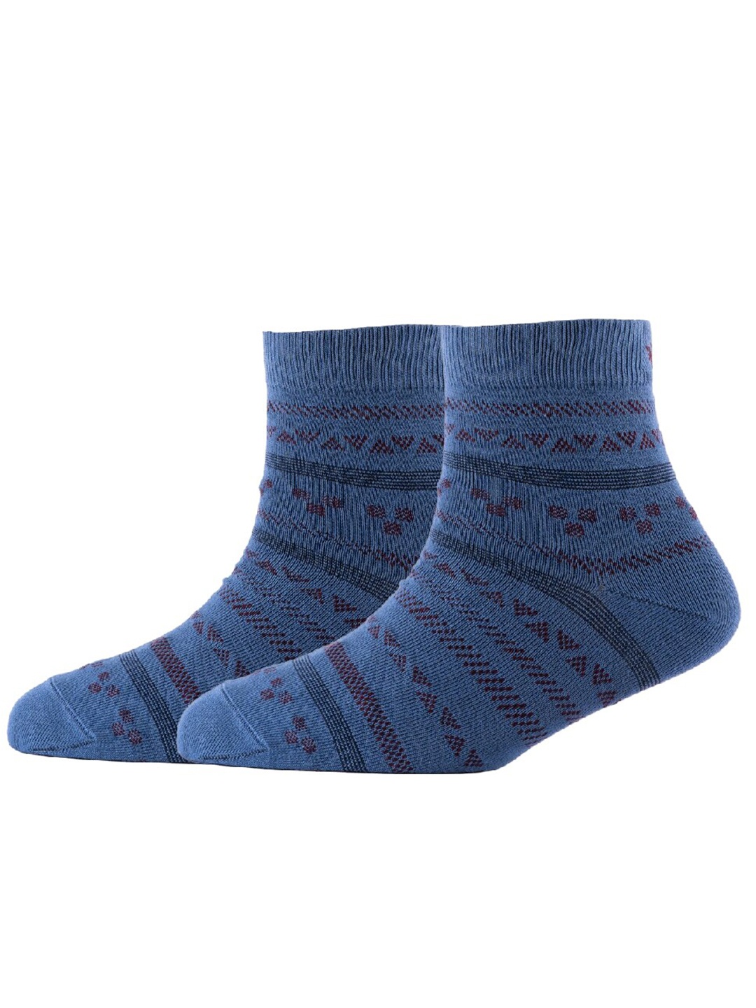 

Cotstyle Men Pack Of 2 Patterned Cotton Ankle Length Socks, Blue