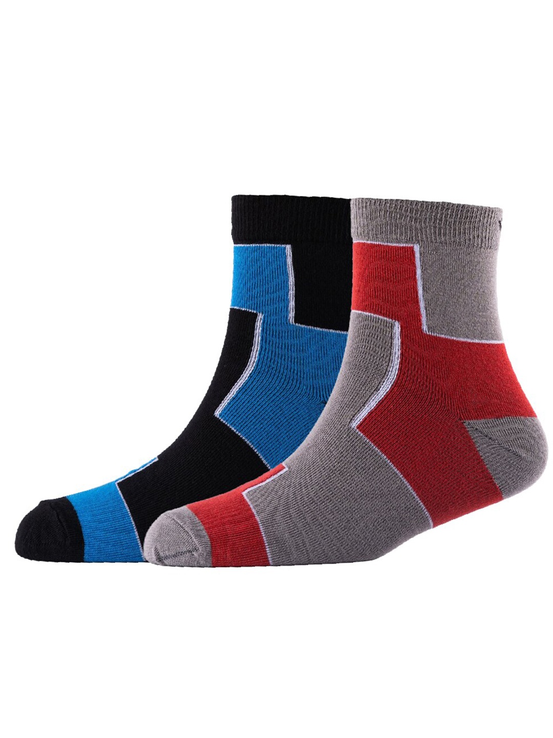 

Cotstyle Men Pack Of 2 Patterned Cotton Ankle Length Socks, Black