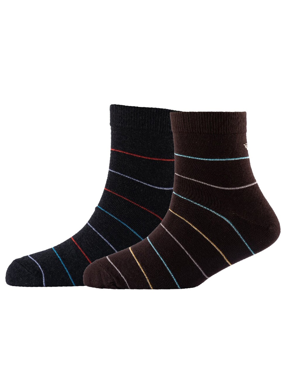 

Cotstyle Men Pack Of 2 Striped Cotton Ankle Length Socks, Brown