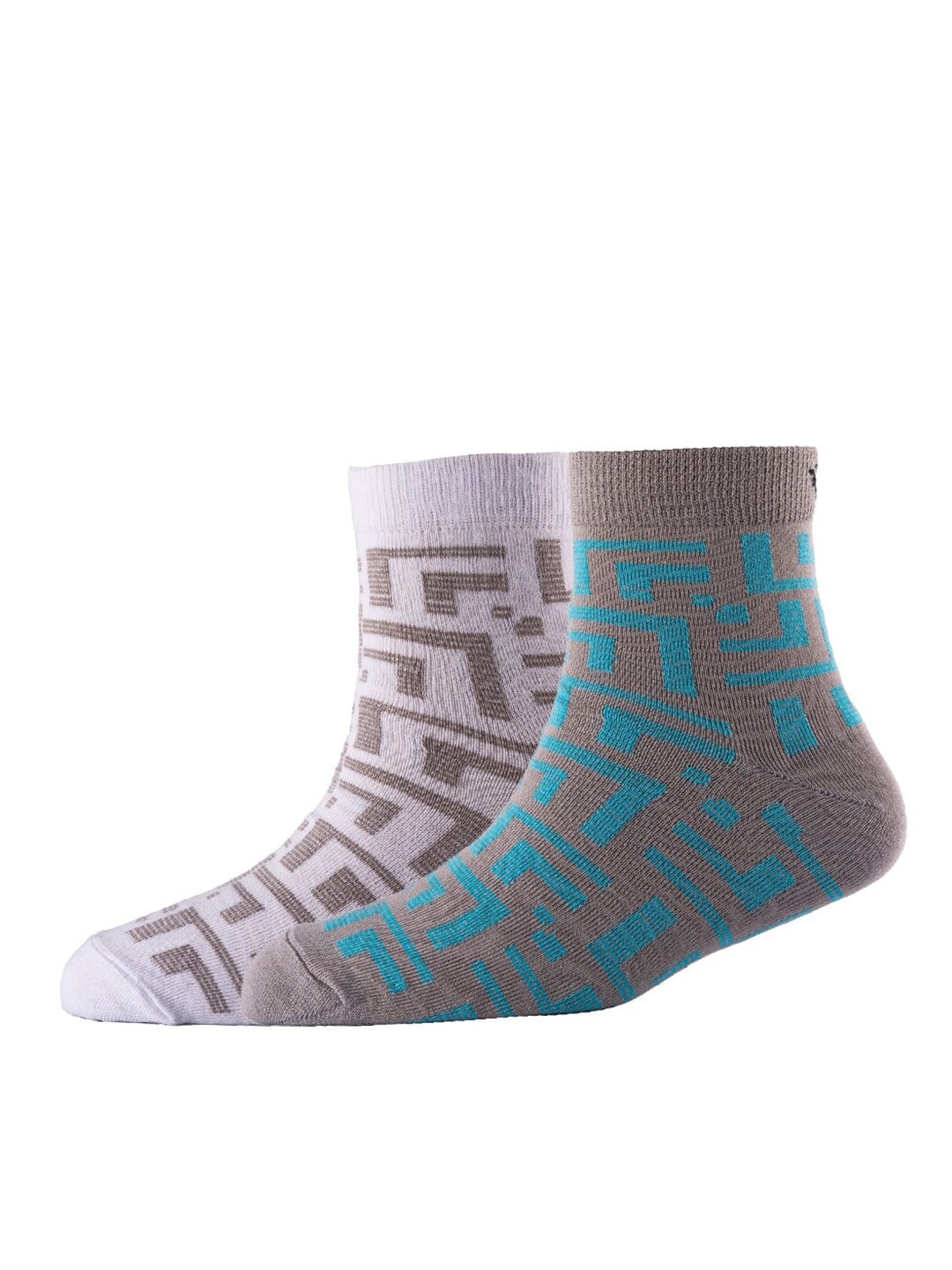 

Cotstyle Men Pack Of 2 Patterned Cotton Above Ankle Length Socks, Grey