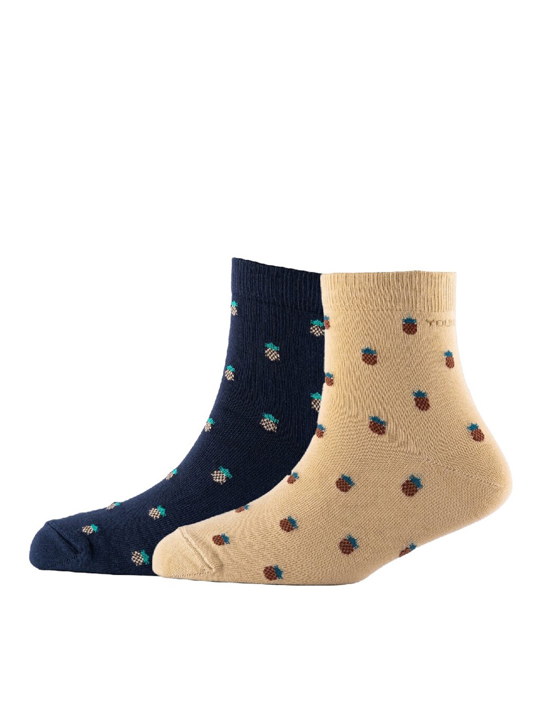 

Cotstyle Men Pack Of 2 Patterned Cotton Ankle Length Socks, Navy blue