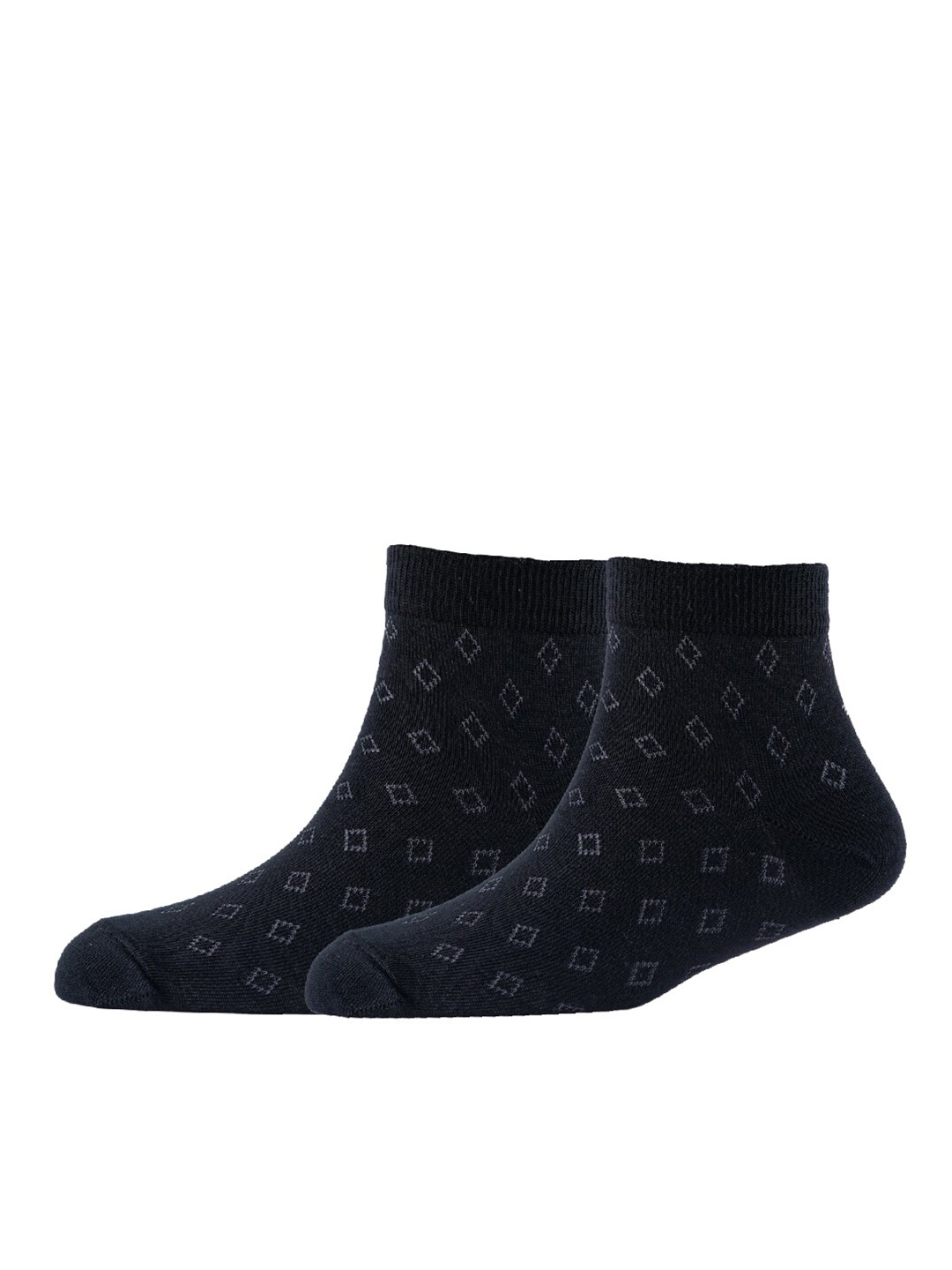 

Cotstyle Men Pack Of 2 Patterned Cotton Ankle Length Socks, Black