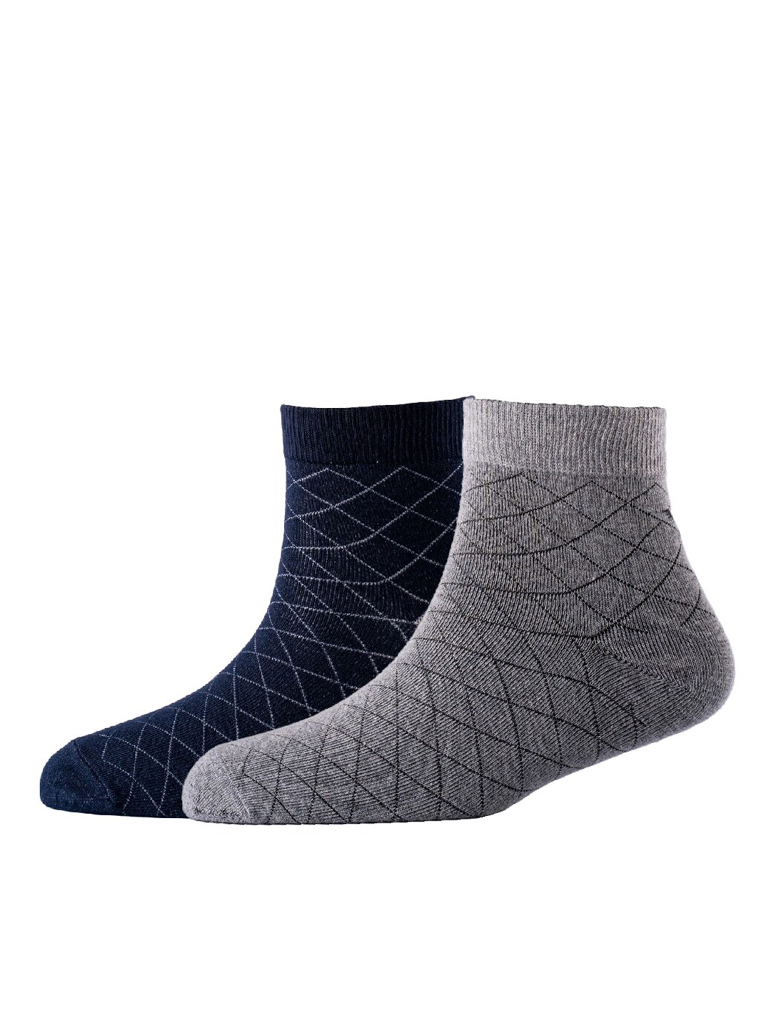 

Cotstyle Men Pack Of 2 Patterned Cotton Ankle Length Socks, Grey