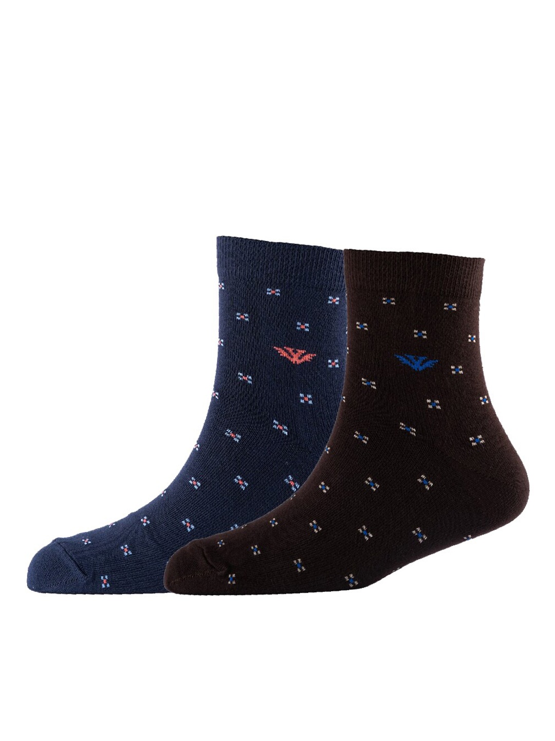 

Cotstyle Men Pack Of 2 Patterned Cotton Ankle Length Socks, Blue