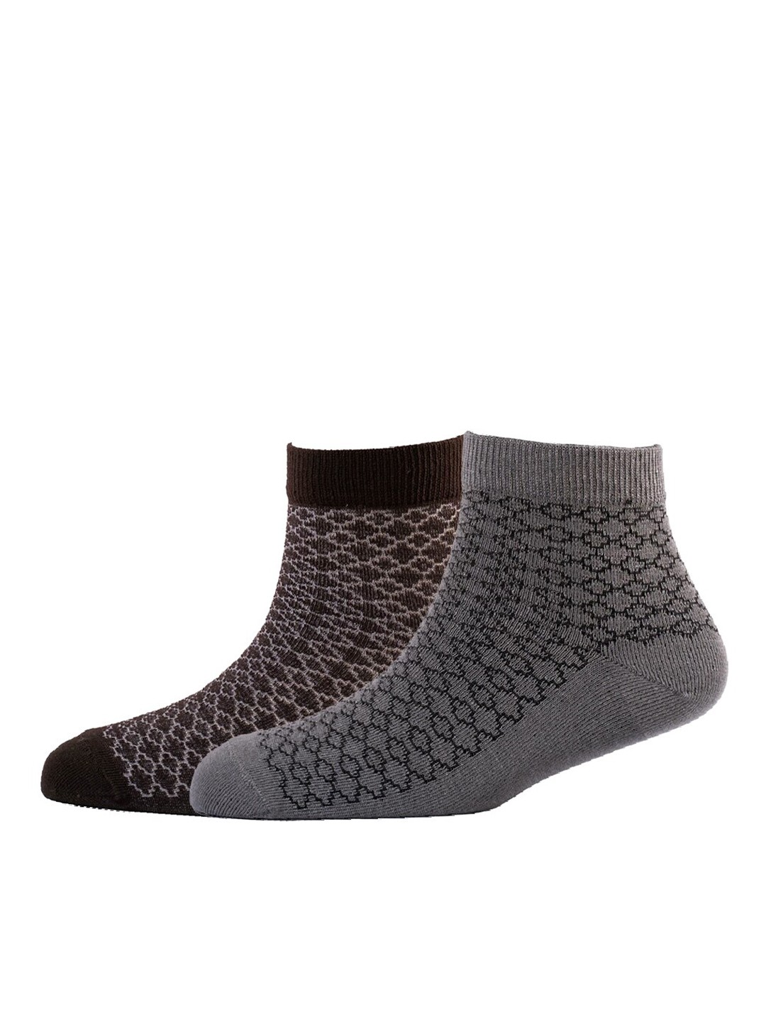 

Cotstyle Men Pack Of 2 Patterned Cotton Ankle Length Socks, Brown