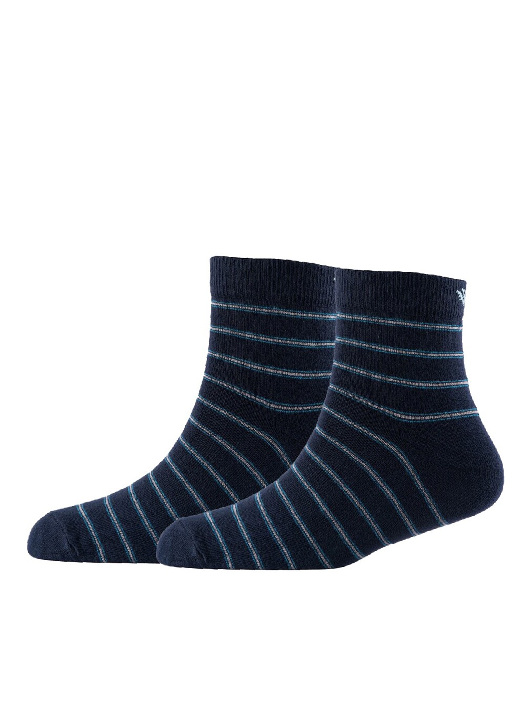 

Cotstyle Men Pack Of 2 Striped Cotton Ankle Length Socks, Navy blue