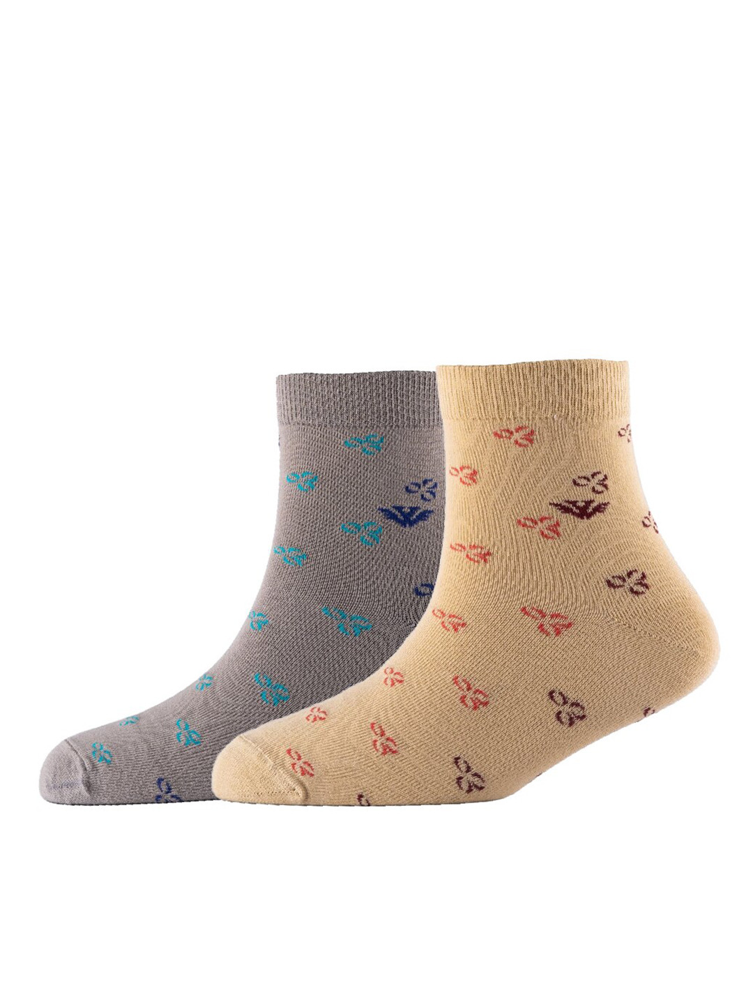 

Cotstyle Men Pack Of 2 Patterned Cotton Ankle Length Socks, Grey