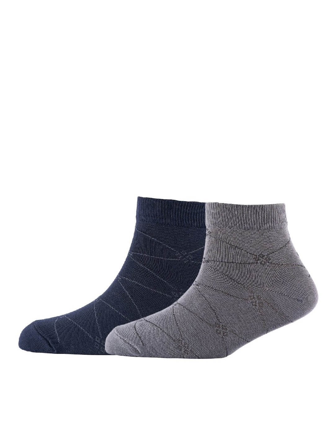 

Cotstyle Men Pack Of 2 Patterned Cotton Ankle Length Socks, Navy blue