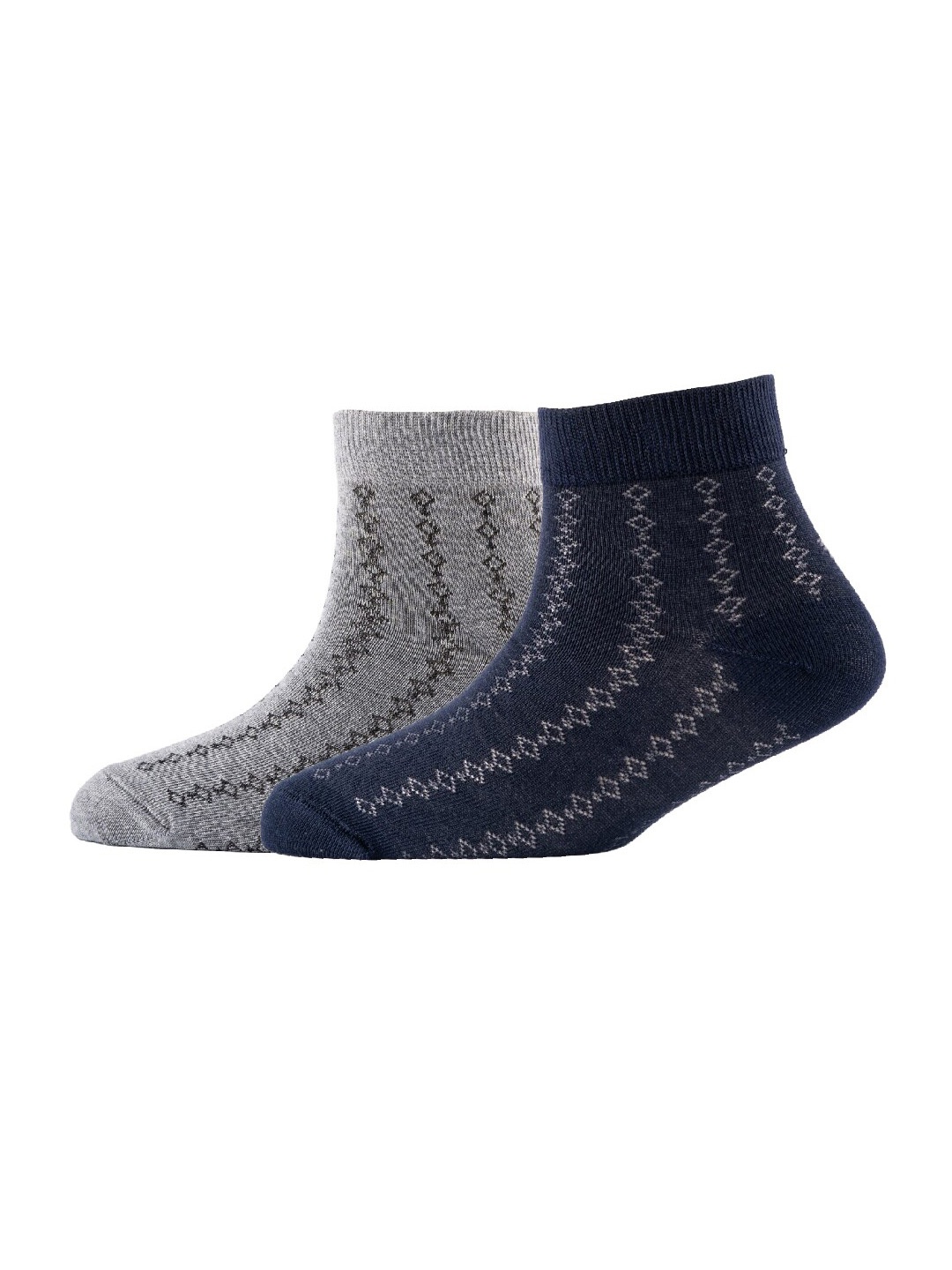 

Cotstyle Men Pack Of 2 Patterned Cotton Ankle Length Socks, Grey