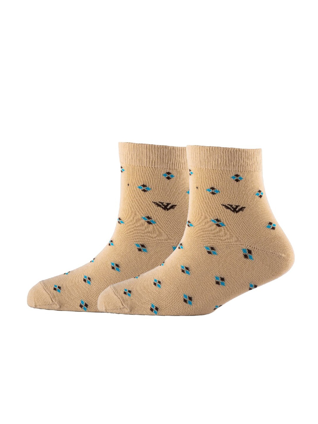 

Cotstyle Men Pack Of 2 Patterned Cotton Ankle Length Socks, Beige