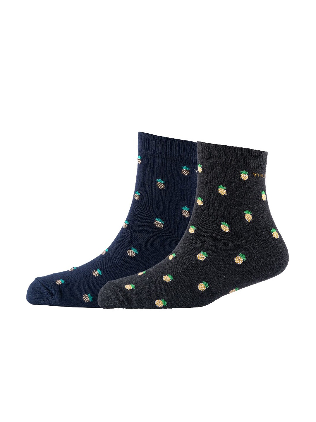 

Cotstyle Men Pack Of 2 Patterned Cotton Above Ankle Length Socks, Navy blue