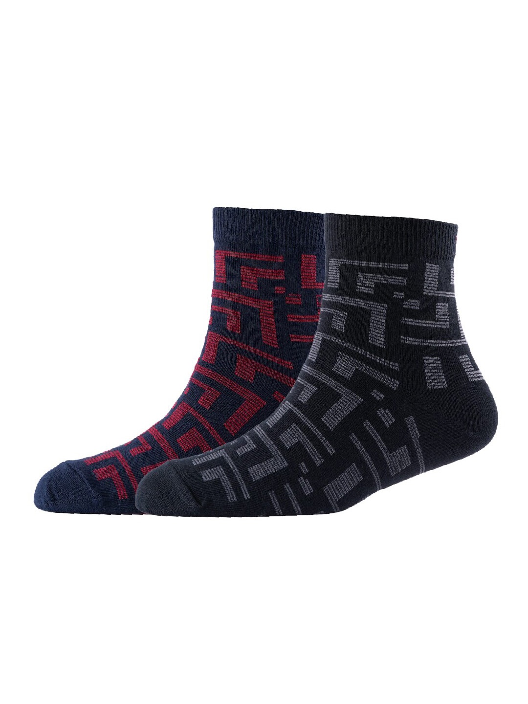 

Cotstyle Men Pack Of 2 Patterned Cotton Ankle Length Socks, Navy blue