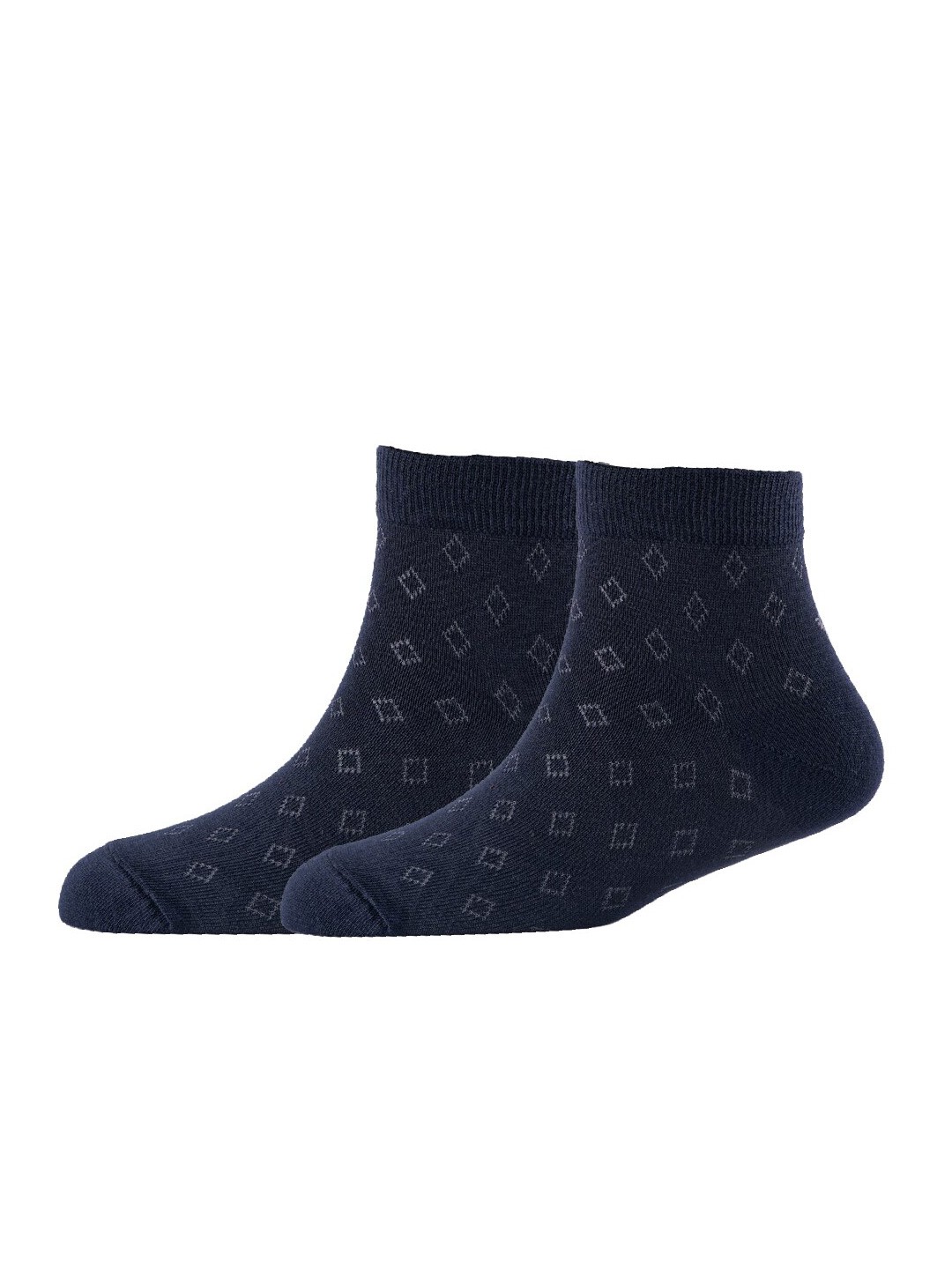 

Cotstyle Men Pack Of 2 Patterned Cotton Ankle Length Socks, Navy blue