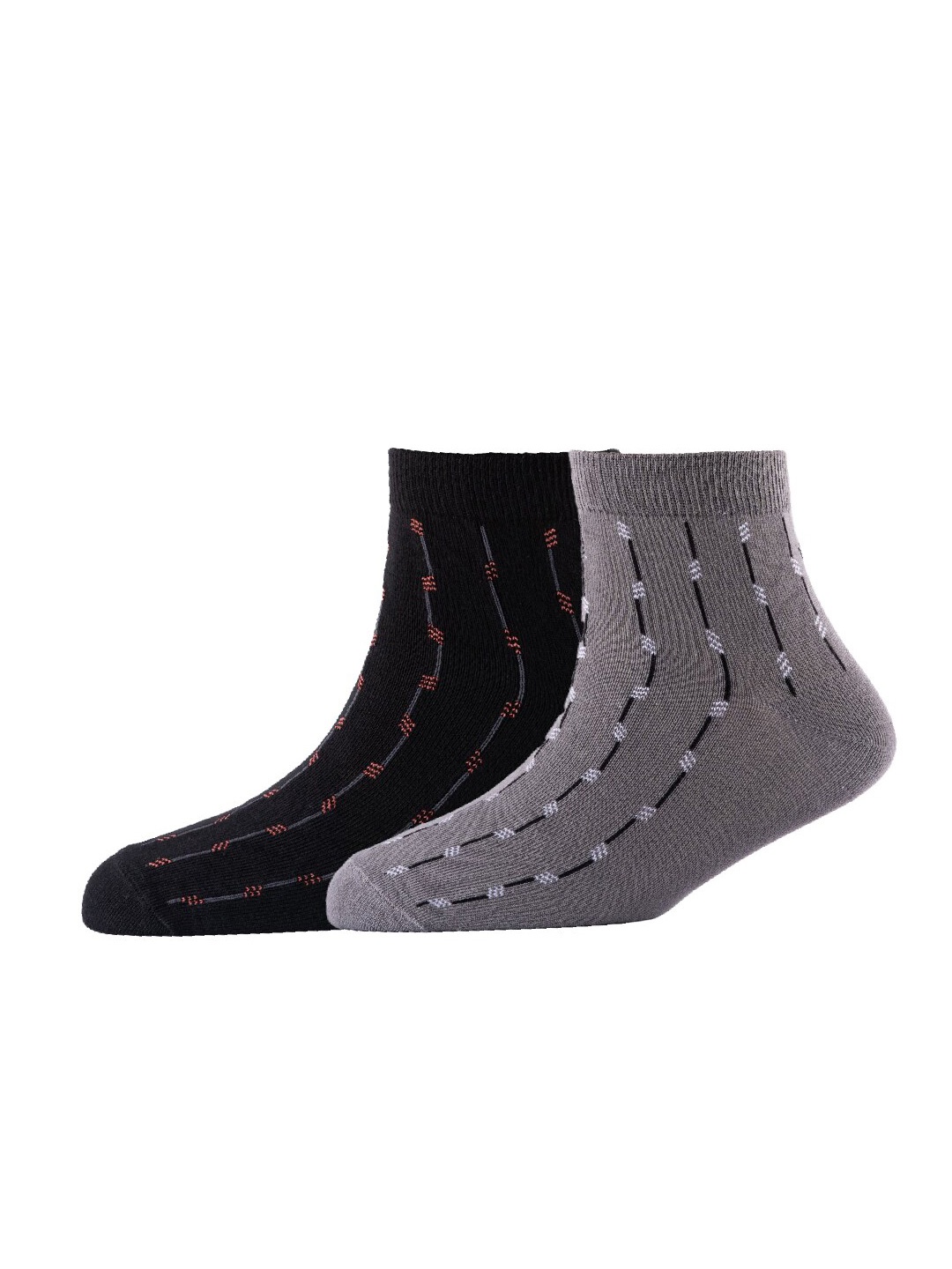 

Cotstyle Men Pack Of 2 Patterned Cotton Ankle Length Socks, Black