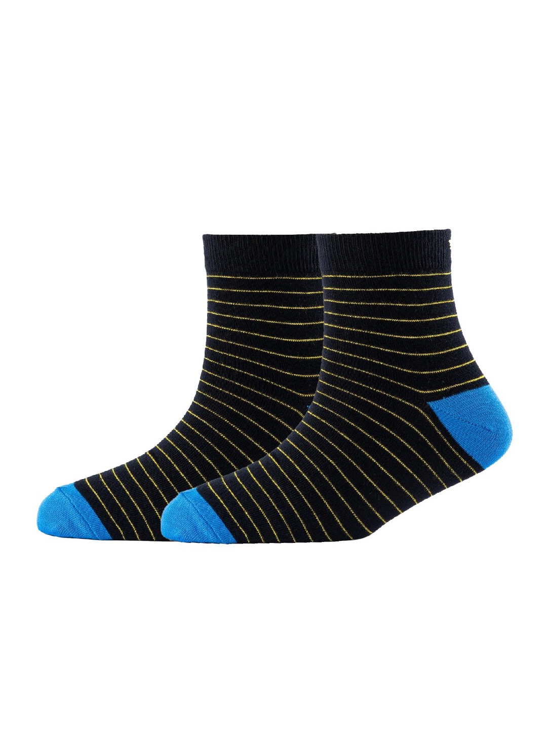 

Cotstyle Men Pack Of 2 Striped Cotton Above Ankle Length Socks, Black