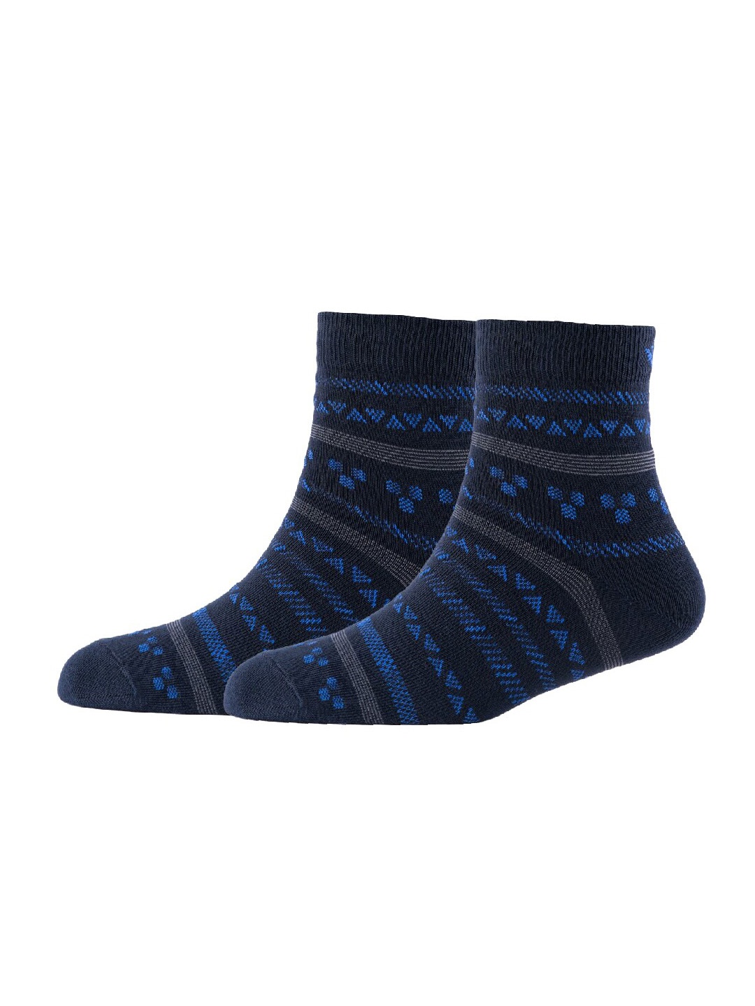 

Cotstyle Men Pack Of 2 Patterned Cotton Ankle Length Socks, Navy blue