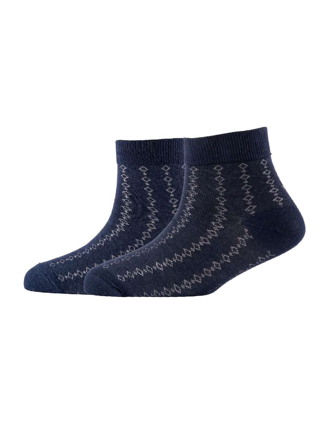 

Cotstyle Men Pack Of 2 Patterned Cotton Ankle Length Socks, Navy blue