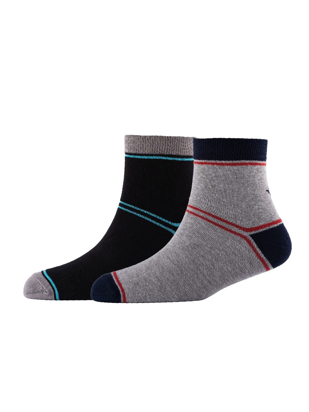 

Cotstyle Men Pack Of 2 Patterned Cotton Ankle Length Socks, Black