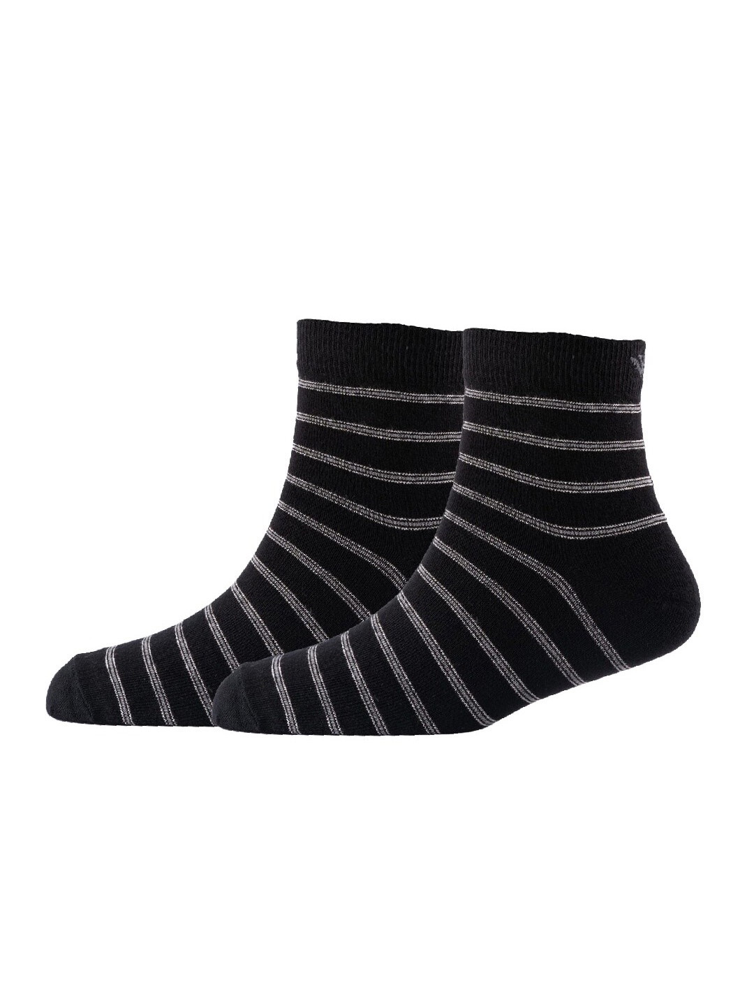 

Cotstyle Men Pack Of 2 Striped Cotton Ankle Length Socks, Black