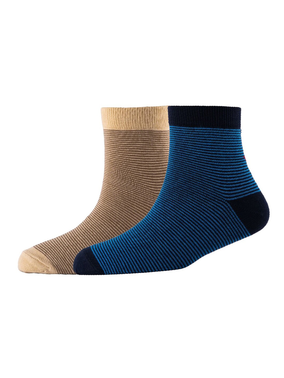 

Cotstyle Men Pack Of 2 Striped Cotton Ankle Length Socks, Navy blue