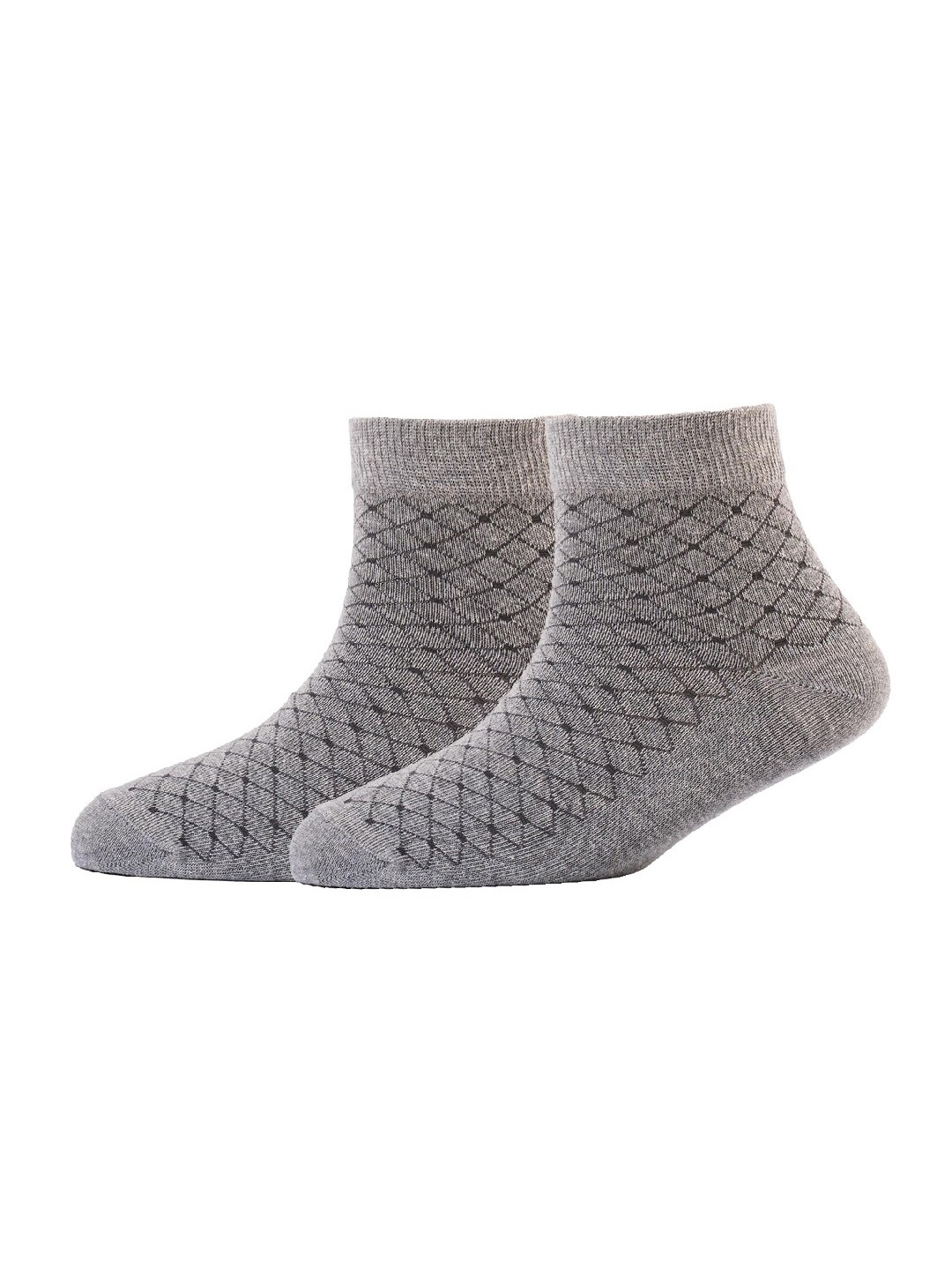 

Cotstyle Men Pack Of 2 Patterned Cotton Ankle Length Socks, Grey