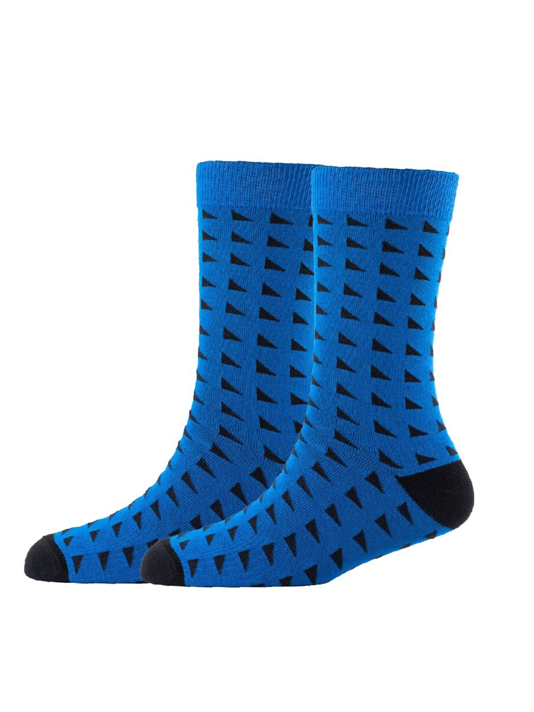 

Cotstyle Men Pack Of 2 Patterned Cotton Calf-Length Socks, Blue